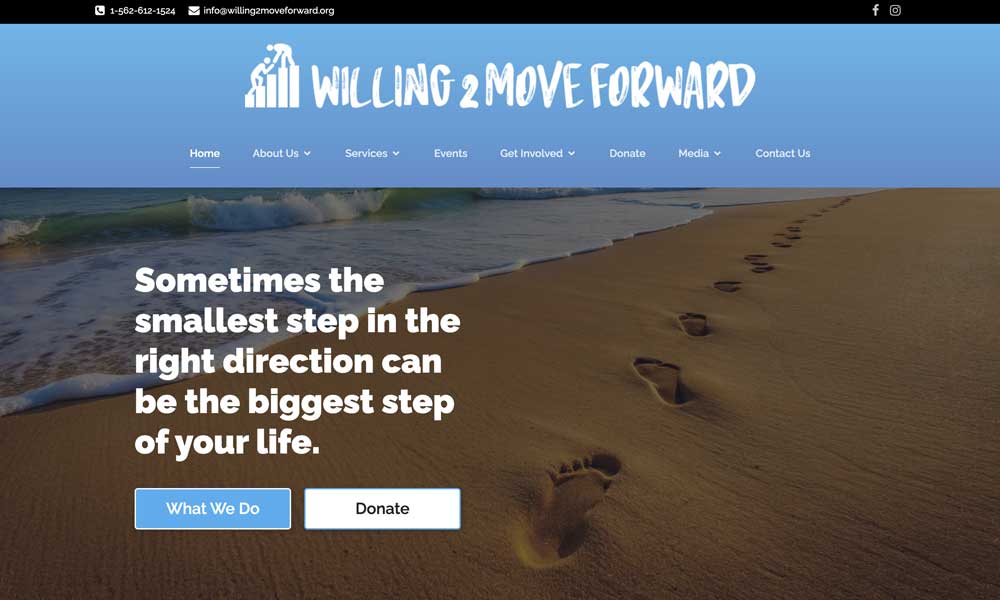 Willing2MoveForward.org website screenie